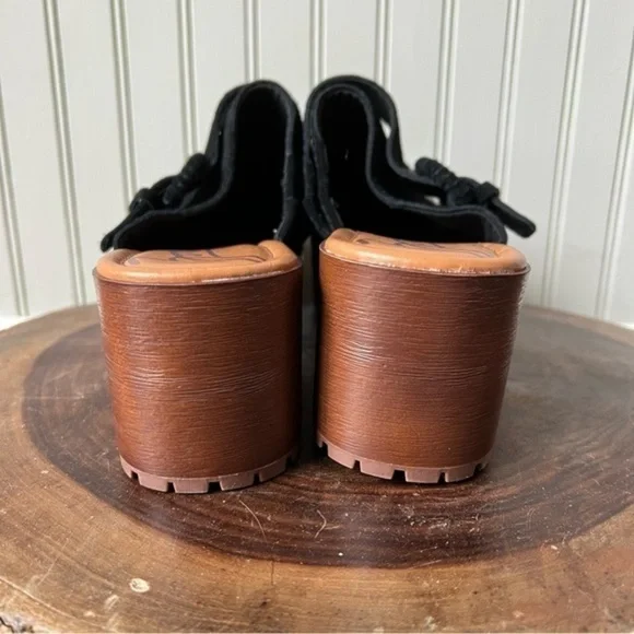 Zodiac Raine Suede Black Wood Heel Slip On Clog Mules - Picture 7 of 9
